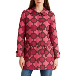 Vintage Bentley A. Retro Mod Pink Geometric Polka Dot Button Up Coat Small